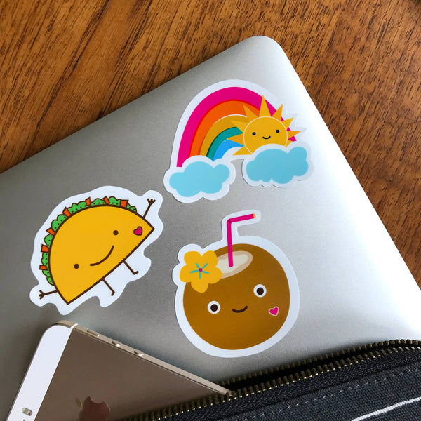 Sunny Rainbow Sticker Birthday Card