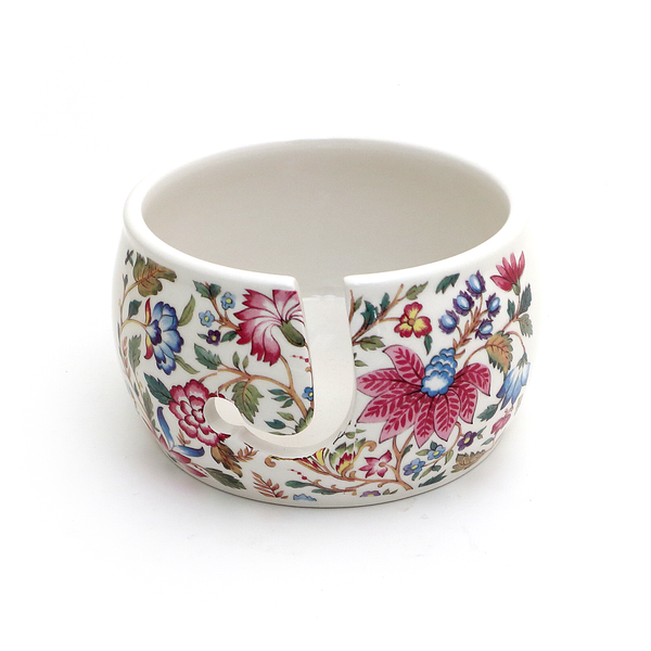 Vintage Tapestry Ceramic Yarn Bowl
