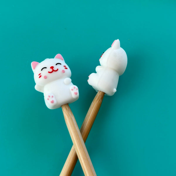 White Cats Knitting Needle Point Protectors