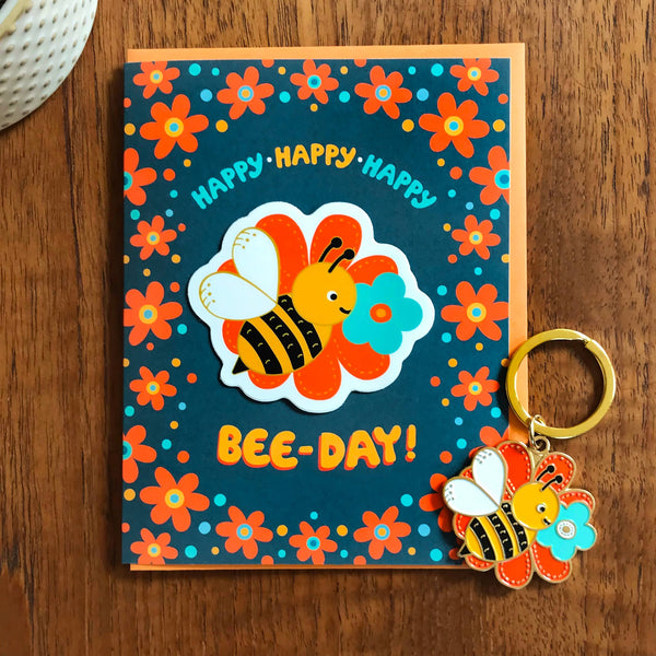 Bumble Bee Enamel Keychain