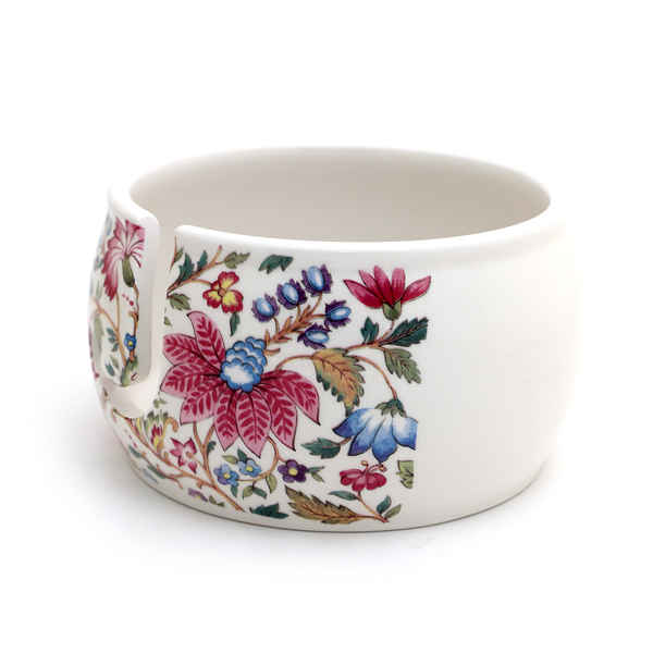 Vintage Tapestry Ceramic Yarn Bowl