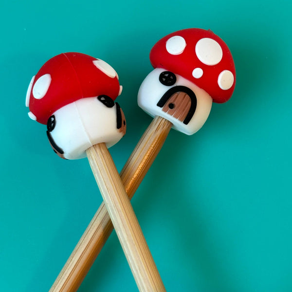 Mushroom House Knitting Needle Point Protectors