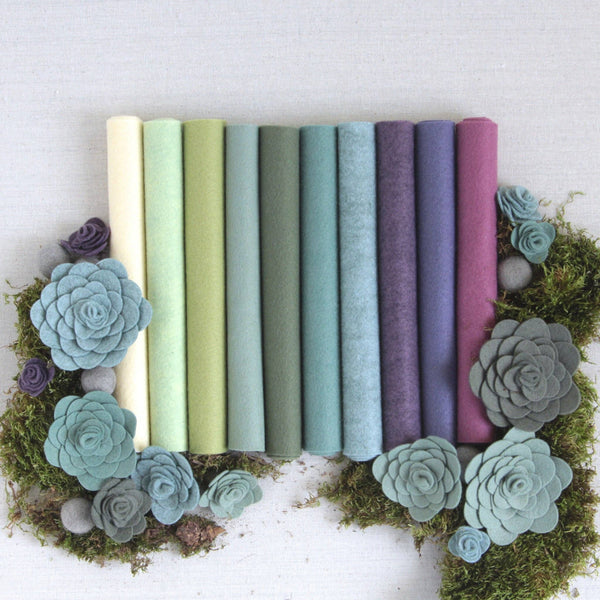 Wool Blend Felt Sheets | Succulents Palette (10 Pack)