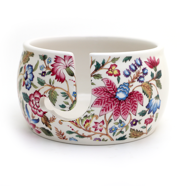 Vintage Tapestry Ceramic Yarn Bowl