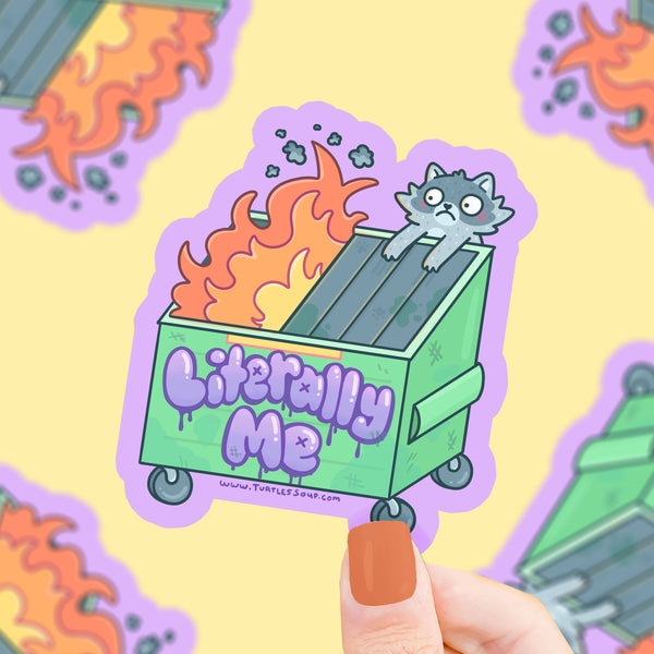 Dumpster Fire Raccoon Vinyl Sticker