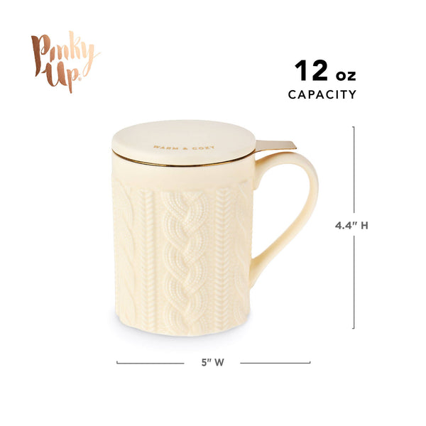 Annette™ 3D Ceramic Mug with Infuser Knit Warm and Cozy