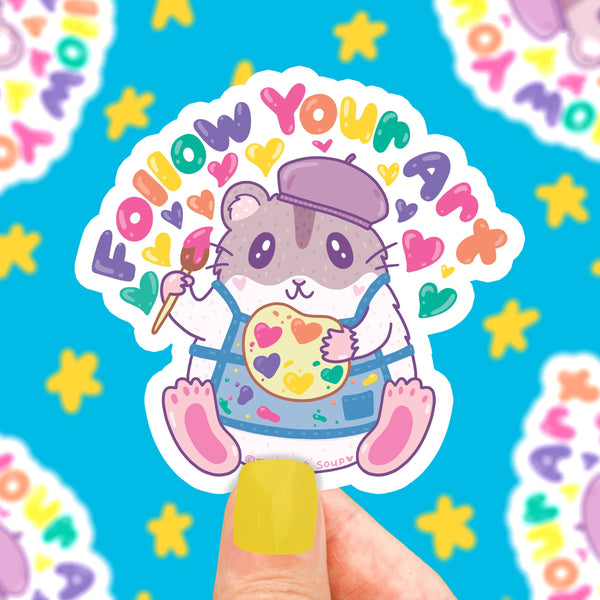 Artsy Hamster Vinyl Sticker
