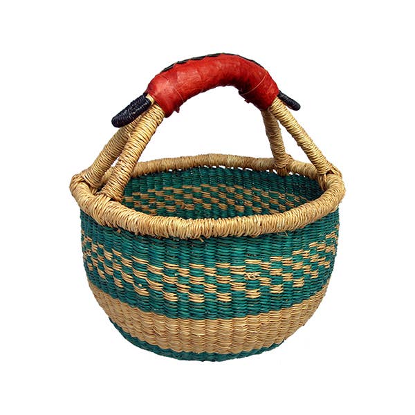 Mini Round w/Leather Handle African Bolga Baskets