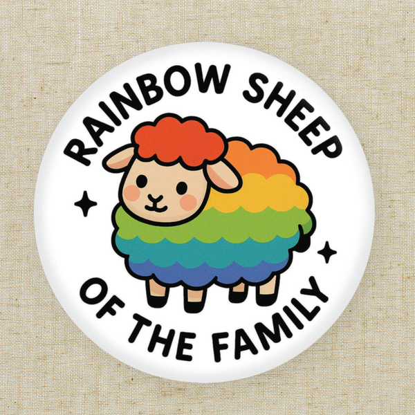 Rainbow Sheep Button Pin | 1.25”