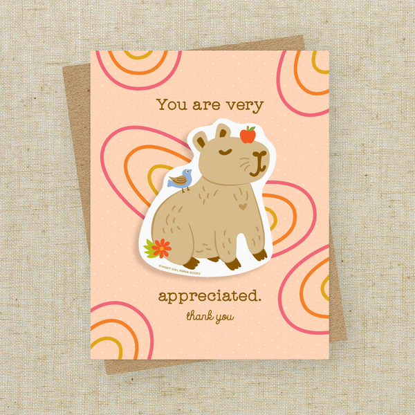 Capybara Sticker Thank You Card