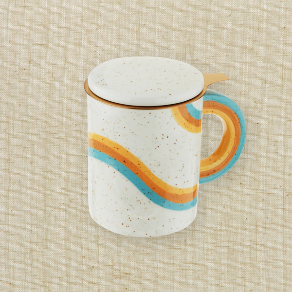 Everlee Speckled Ceramic Mug with Tea Infuser and Lid