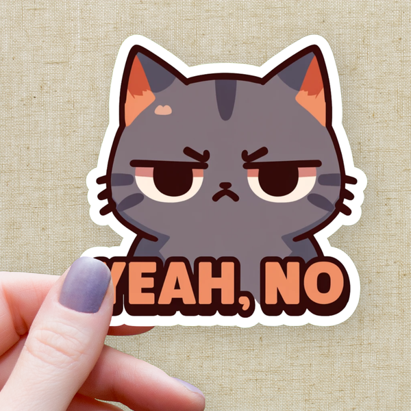 Yeah No Annoyed Cat Sticker
