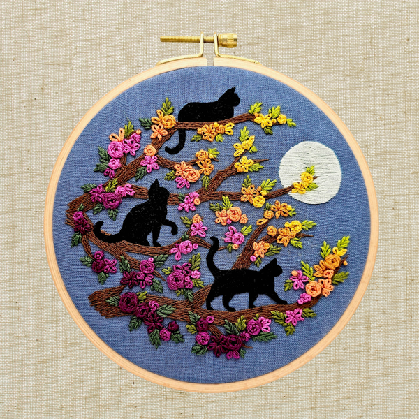 Cats & Full Moon Embroidery Kit