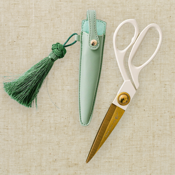Ivory and Gold Heirloom Scissors with Case | Sage Green