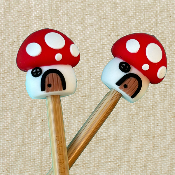 Mushroom House Knitting Needle Point Protectors