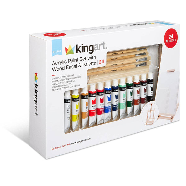 Acrylic Painting Set with Table Easel, 24 pc