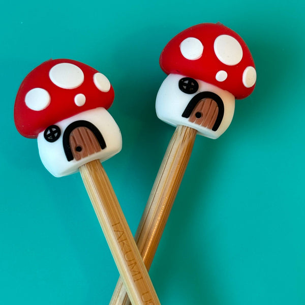Mushroom House Knitting Needle Point Protectors