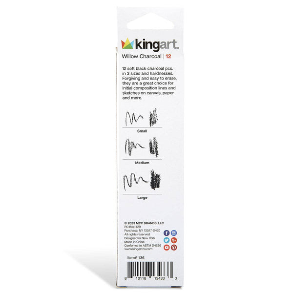 Willow Charcoal - Small, Medium, Large - 12 pc