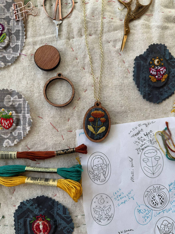 Folk Flowers Embroidery Necklace Kit