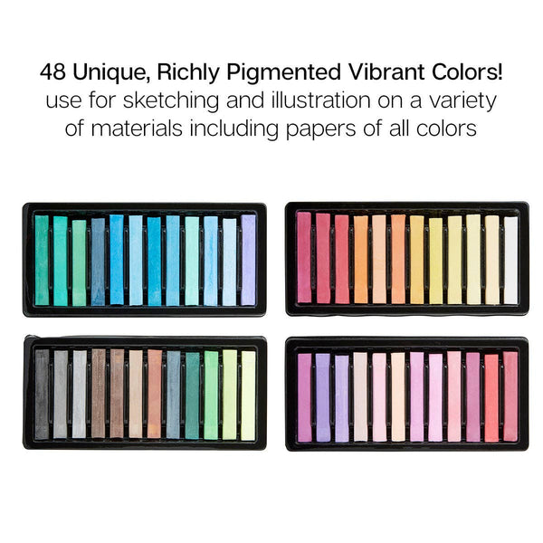 Square Chalk Pastels - 48 Colors
