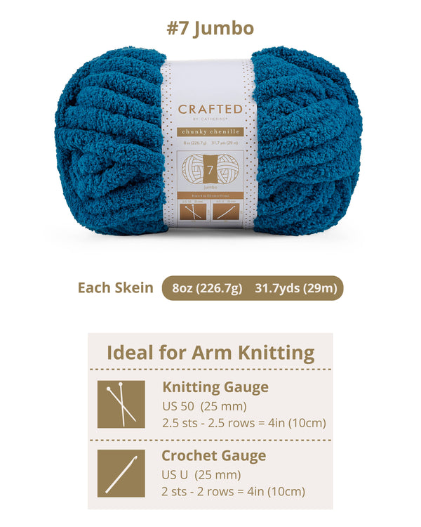 Chunky Chenill Yarn | 8oz/227g | Jumbo #7 | Pack of 8