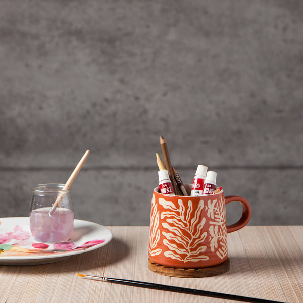 Coral Botanical Mug | 12 oz