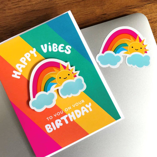 Sunny Rainbow Sticker Birthday Card