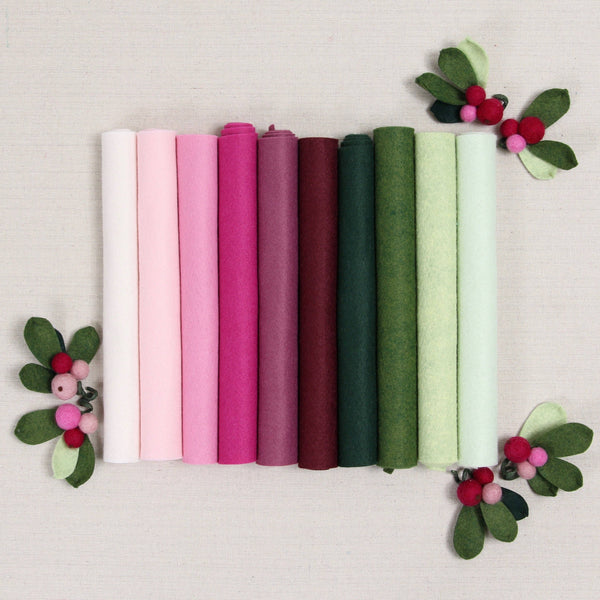 Wool Blend Felt Sheets | Cranberry Christmas (10 Pack)