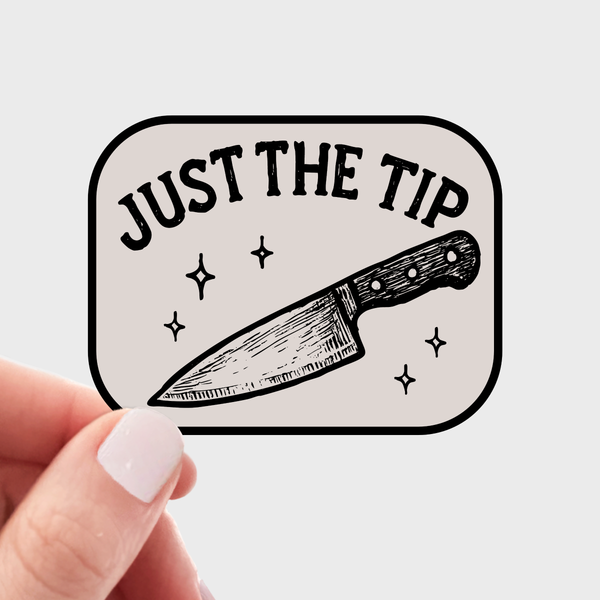 Just the Tip Sticker - dark, funny, halloween, knife, fall