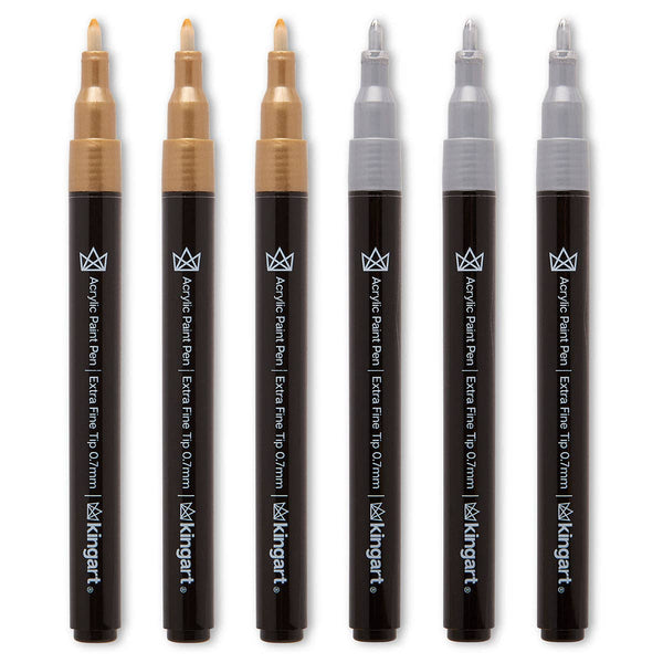 PRO Acrylic Paint Pens Extra Fine - Silver & Gold 6 pc