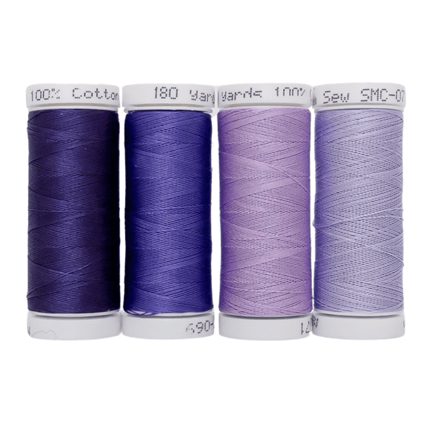 Cotton Thread Set - Purples! For Quilting and Sewing - 8 Spools, 4 Colors, 180 Yards Each