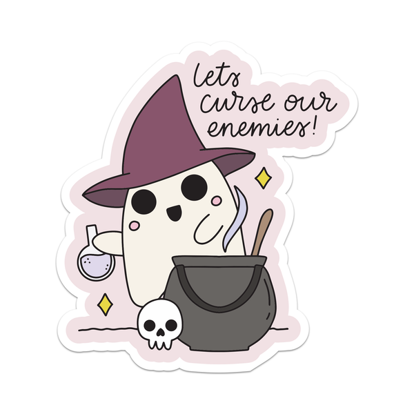 Let's Curse Our Enemies Witch Ghost Vinyl Cauldron