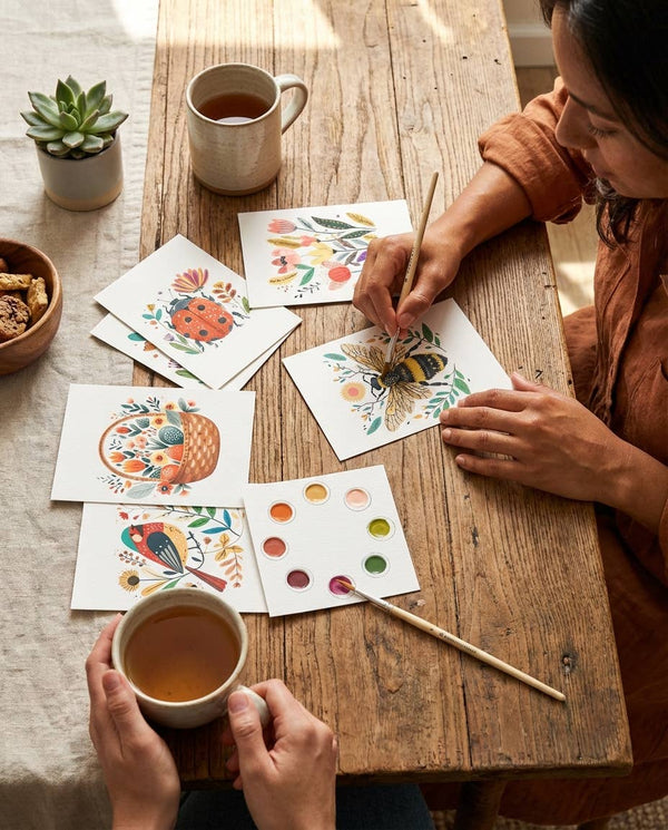 All-in-One Watercolor Postcards: Folk Art