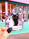 Giddy Up Bitches – Funny Cat & Unicorn Glitter Vinyl Sticker