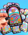 Do No Harm Take No Shit – Retro Sun Mushroom Sticker