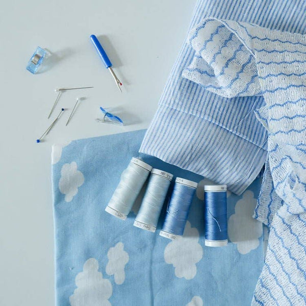 Cotton Thread Set - Light Blues! For Quilting and Sewing - 8 Spools, 4 Colors, 180 Yards Each