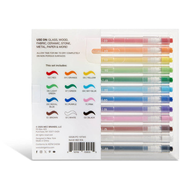 Acrylic Paint Roller Pens – 12 Classic Colors