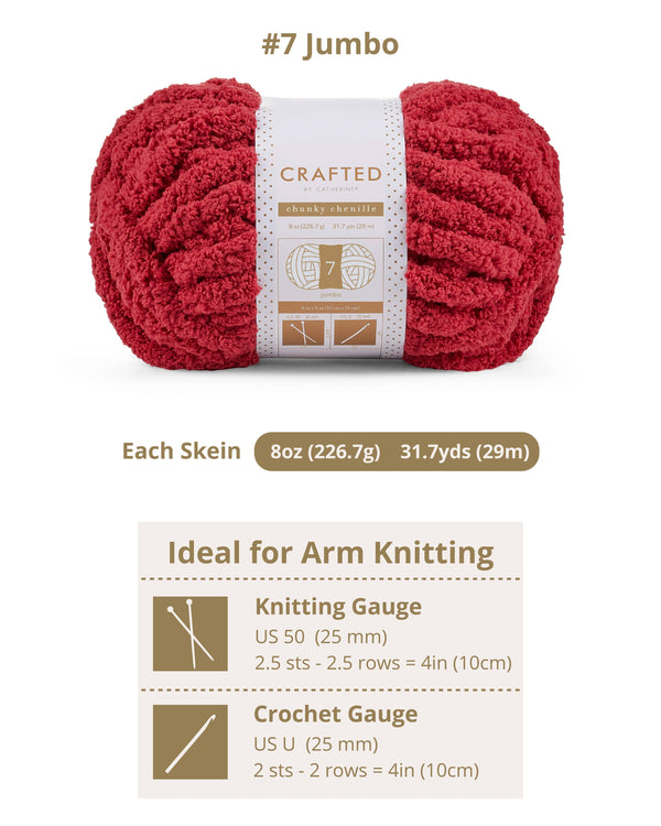 Chunky Chenill Yarn | 8oz/227g | Jumbo #7 | Pack of 8