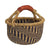 African Bolga Baskets : Navy/Nat. Mini w/Leather (G-149AN+)
