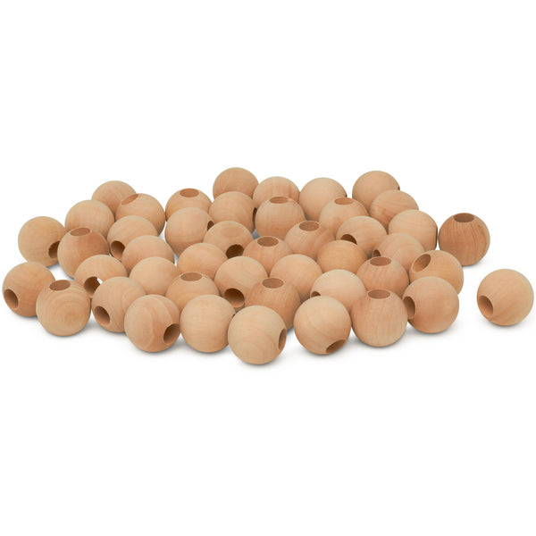 Unfinished Wooden Beads – 1¼” Round- 3/8" Hole