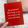"No one uses cursive in the real world" Card