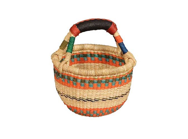 Mini Round w/Leather Handle African Bolga Baskets