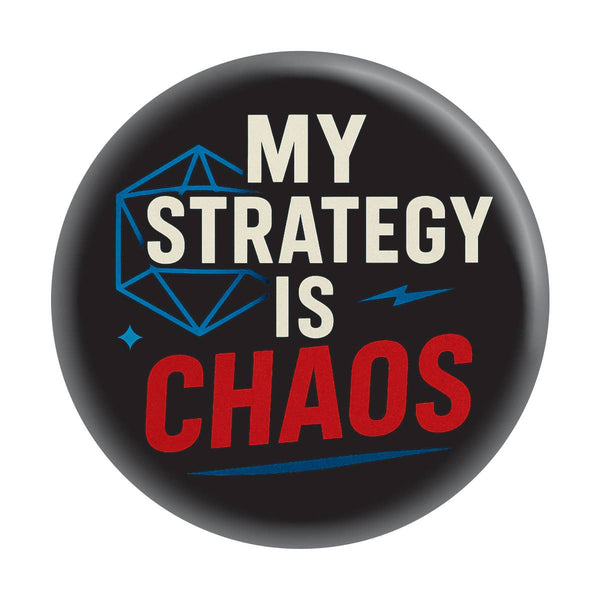 “My Strategy Is Chaos” RPG Humor D20 Dice | 1.25" Button