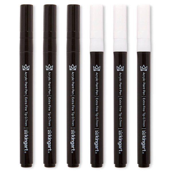 PRO Acrylic Paint Pens Extra Fine - Black & White 6 pc