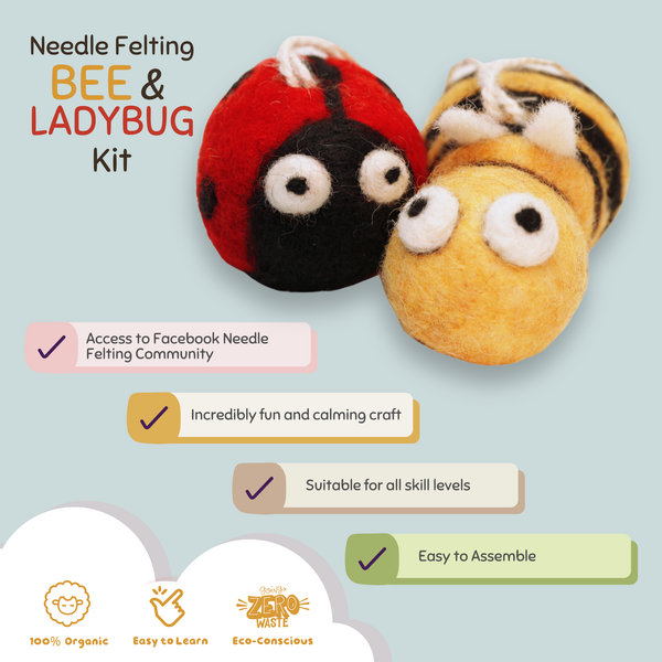 Bee & Ladybug – DIY Needle Felting Kit