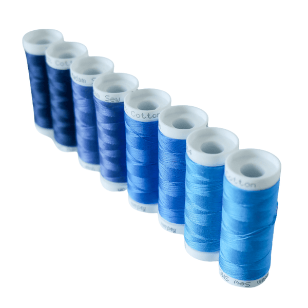Cotton Thread Sets - Dark Blues!For Quilting and Sewing - 8 Spools, 4 Colors, 180 Yards Each