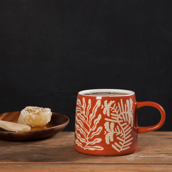 Coral Botanical Mug | 12 oz