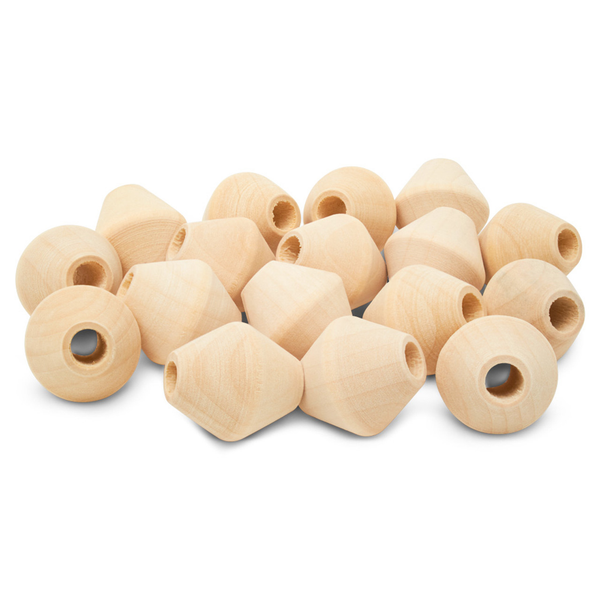 Unfinished Wooden Bicone Beads - 1"