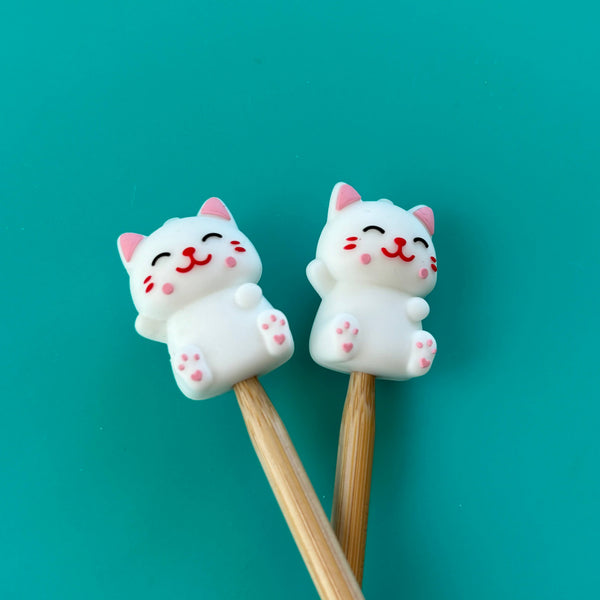 White Cats Knitting Needle Point Protectors