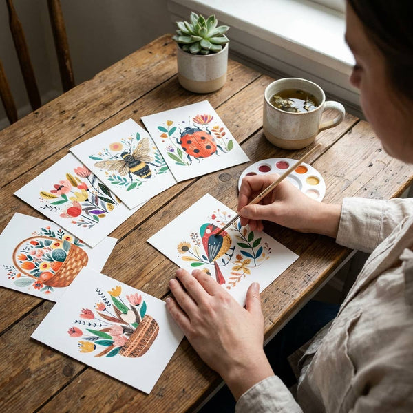 All-in-One Watercolor Postcards: Folk Art
